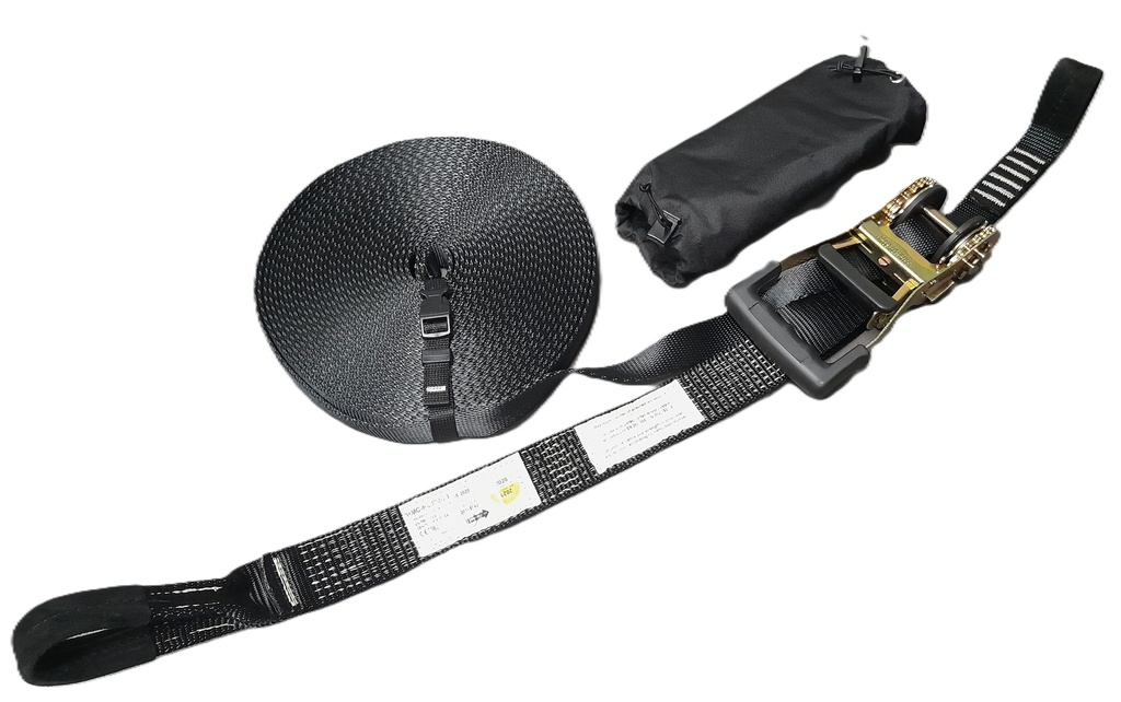 Schuine daken set spanband L= 20mtr inclusief ratel kleur zwart EN 795 type B